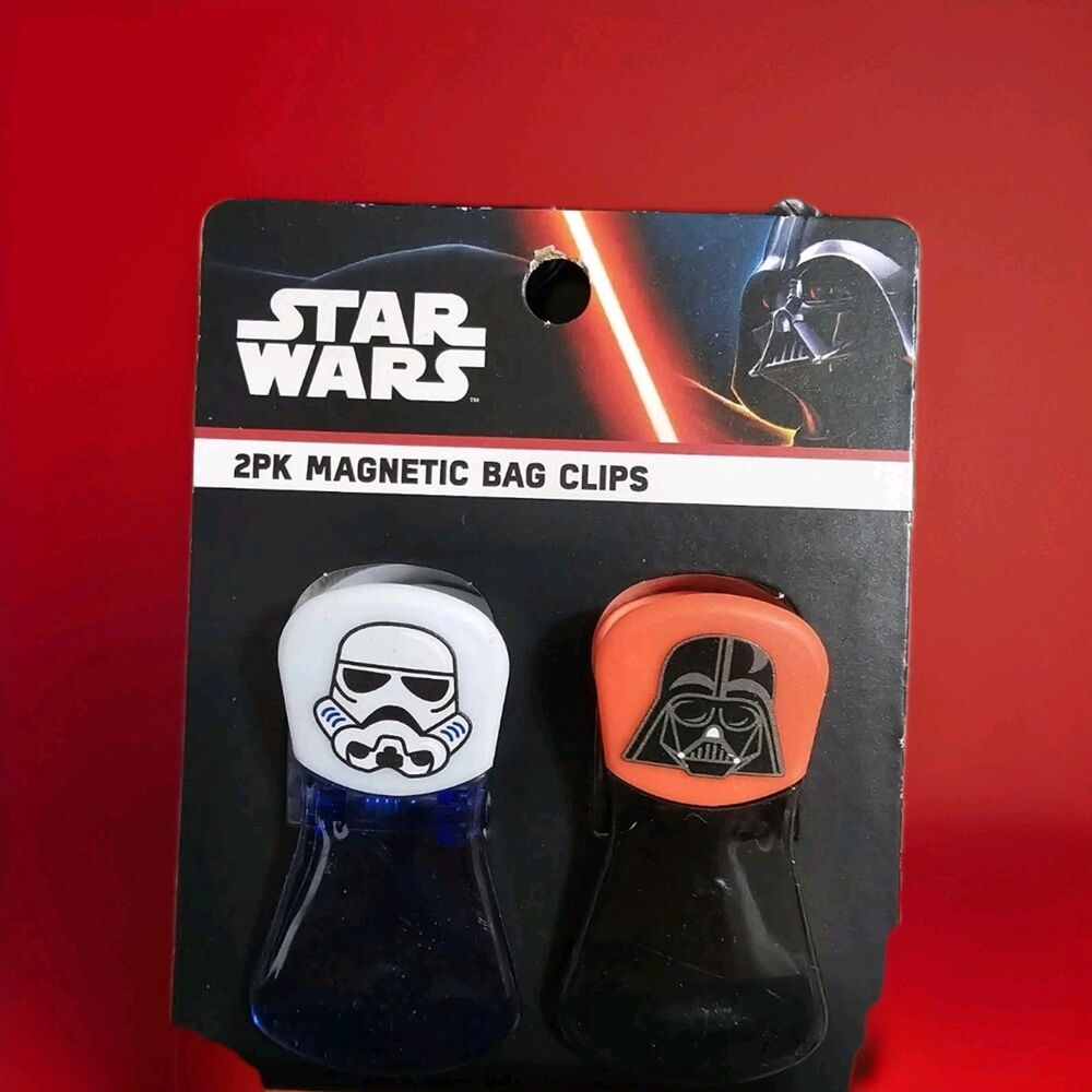 Disney Star Wars Darth Red Stormtrooper Vader Home 2 Pk Magnetic Chip Bag Clips